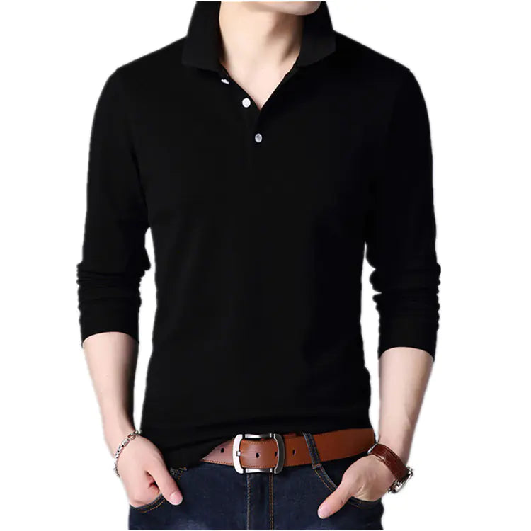 Men's Thickened Long Sleeve Polo Shirt in Various Colors All is equal fashion