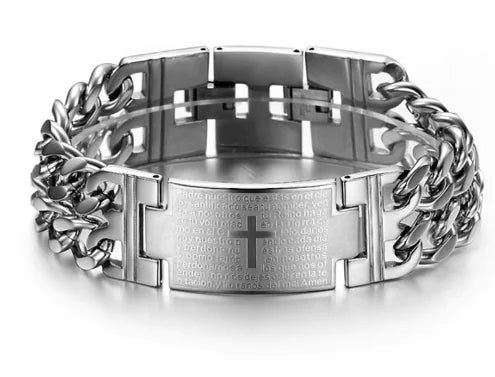Men's Bracelet with Our Father Prayer in Latin (One) All is equal fashion
