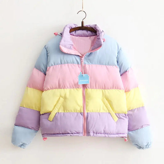 Rainbow Loose Thick Cotton Jacket (Bread Jacket) All is equal fashion