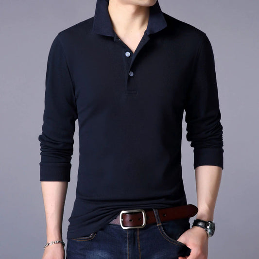 Men's Thickened Long Sleeve Polo Shirt in Various Colors All is equal fashion