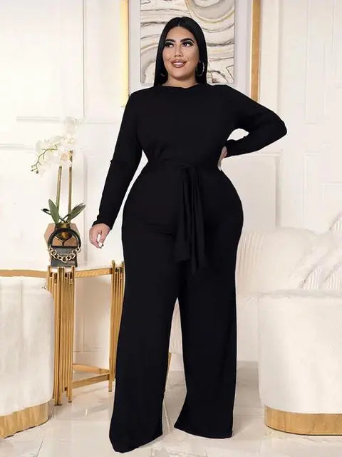 Plus Size Women's Two Piece Solid Knit Set Outfit All is equal fashion