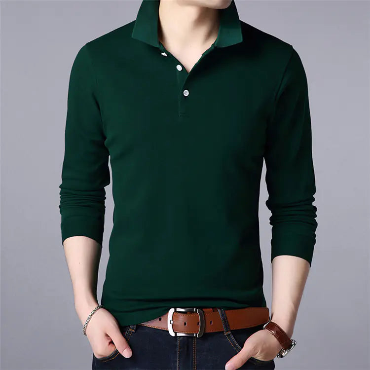 Men's Thickened Long Sleeve Polo Shirt in Various Colors All is equal fashion