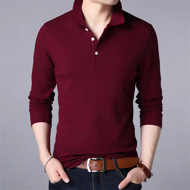 Men's Thickened Long Sleeve Polo Shirt in Various Colors All is equal fashion
