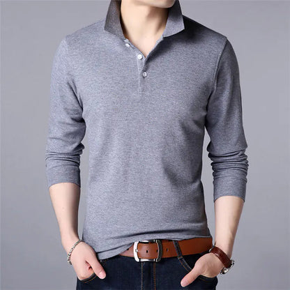 Men's Thickened Long Sleeve Polo Shirt in Various Colors All is equal fashion