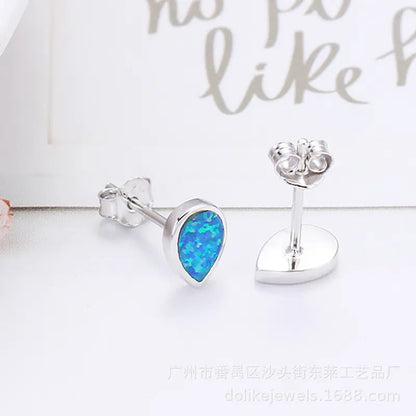 Opal 925 Silver Teardrop Earrings in Various Colors All is equal fashion