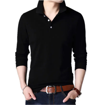 Men's Thickened Long Sleeve Polo Shirt in Various Colors All is equal fashion