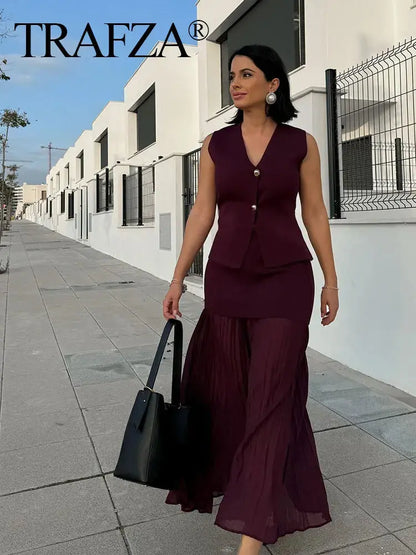 Elegant Wine Red Skirt Set™ rosses clothing