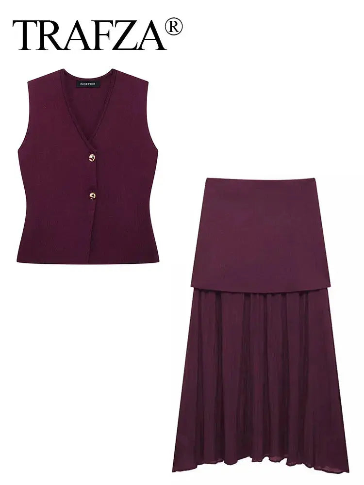 Elegant Wine Red Skirt Set™ rosses clothing