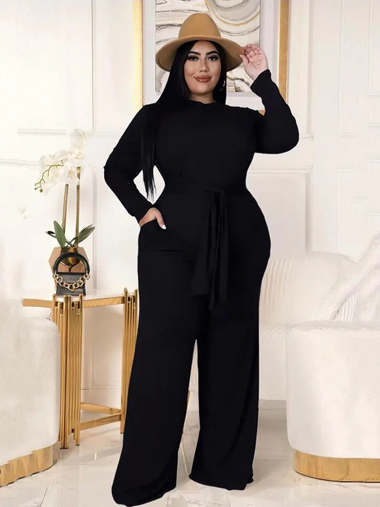 Plus Size Women's Two Piece Solid Knit Set Outfit All is equal fashion