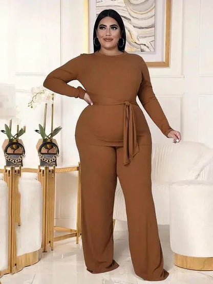 Plus Size Women's Two Piece Solid Knit Set Outfit All is equal fashion