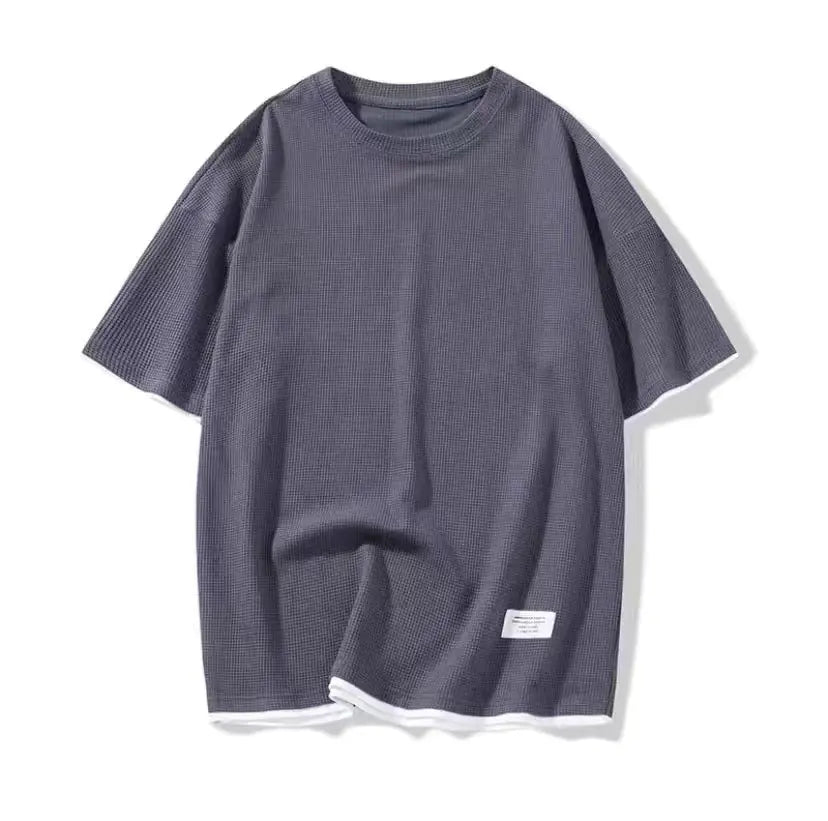 Men's Waffle Sports Leisure Set - Loose Fit Short Sleeve All is equal fashion