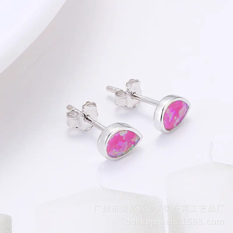 Opal 925 Silver Teardrop Earrings in Various Colors All is equal fashion