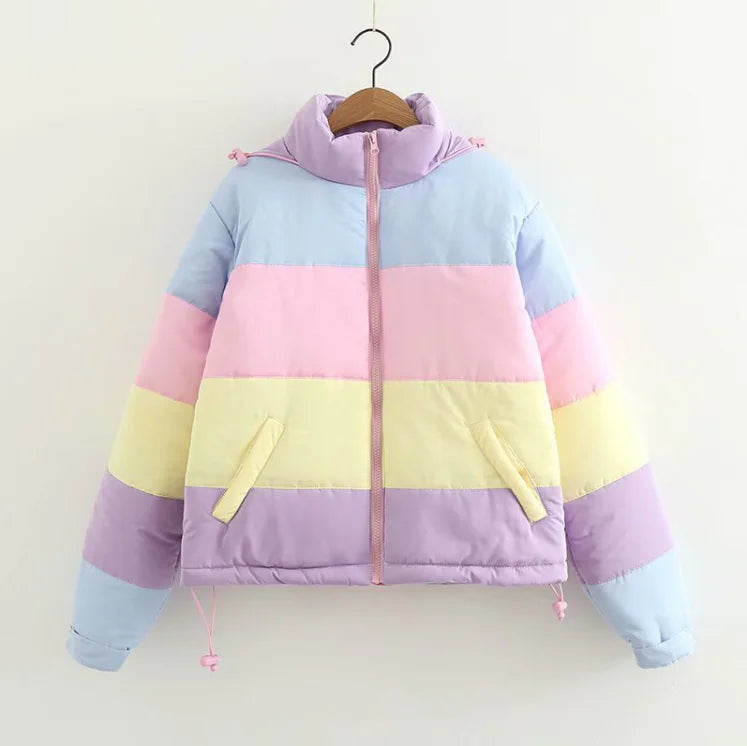 Rainbow Loose Thick Cotton Jacket (Bread Jacket) All is equal fashion